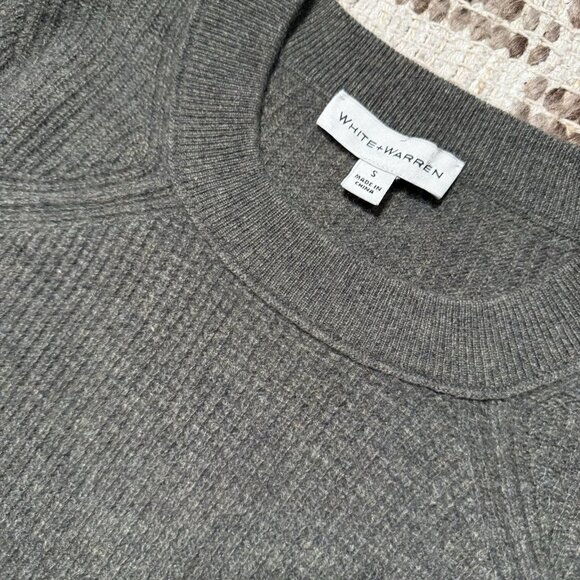 White + Warren 100% Cashmere Sweater Size Small Crewneck Henley Waffle Soft Knit - Picture 3 of 9